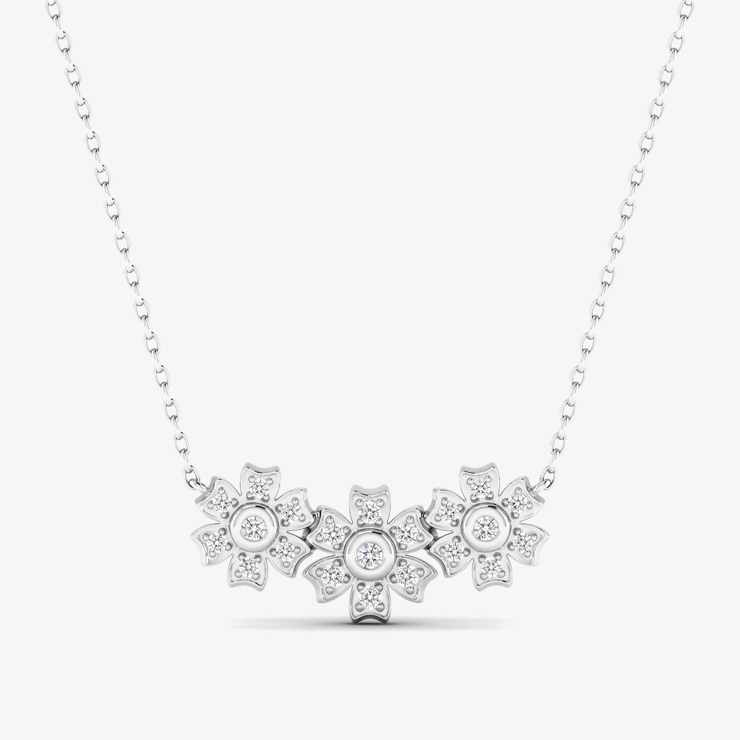 14K Trio Diamond Flower