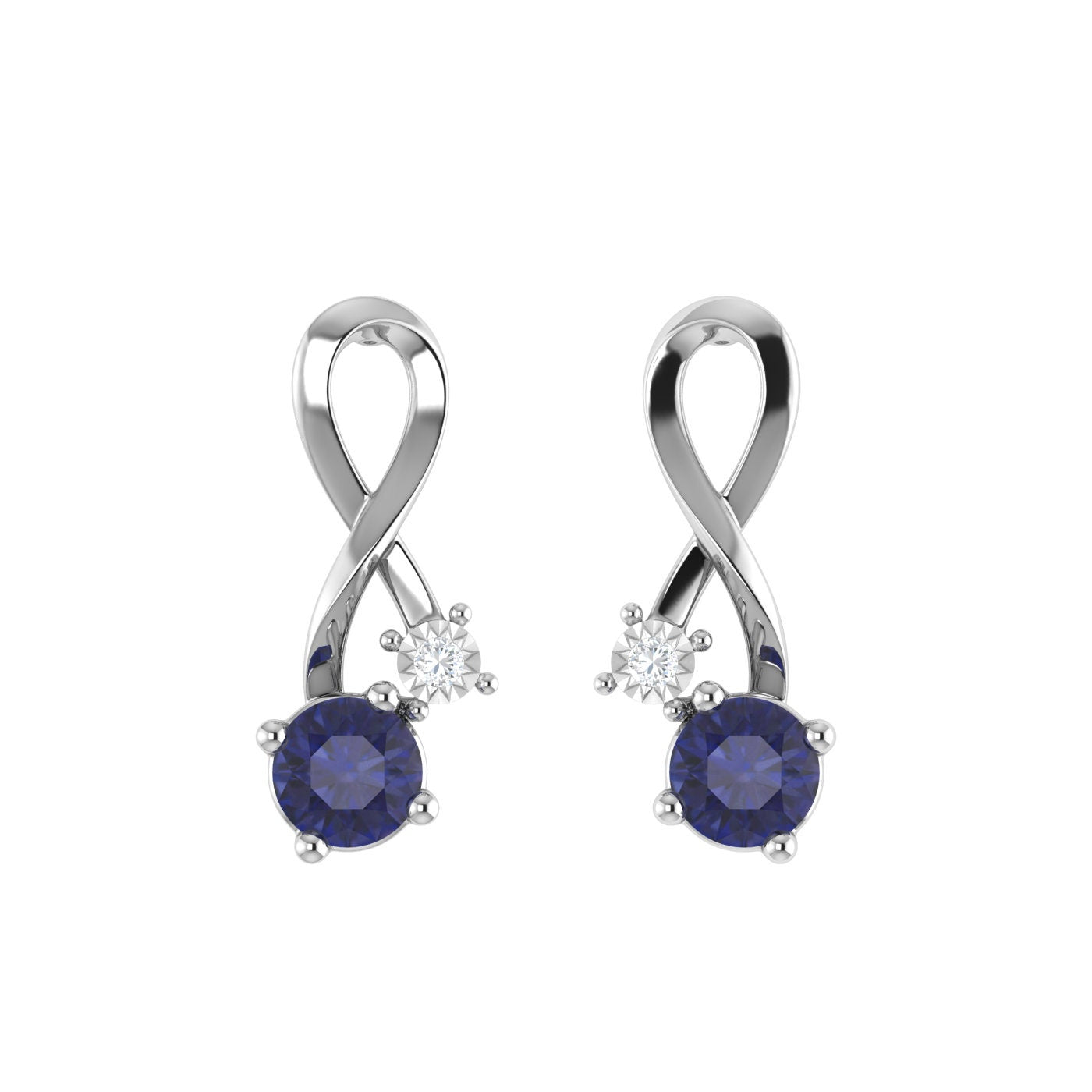 18K Synthetic Sapphire Infinity Drop Earring