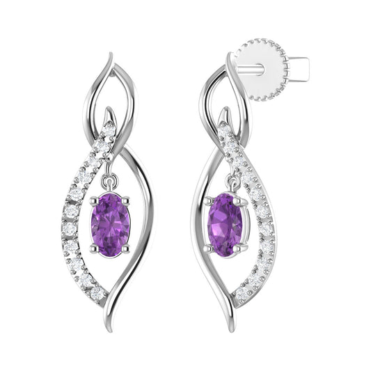 14K Synthetic Amethyst Diamond Earring