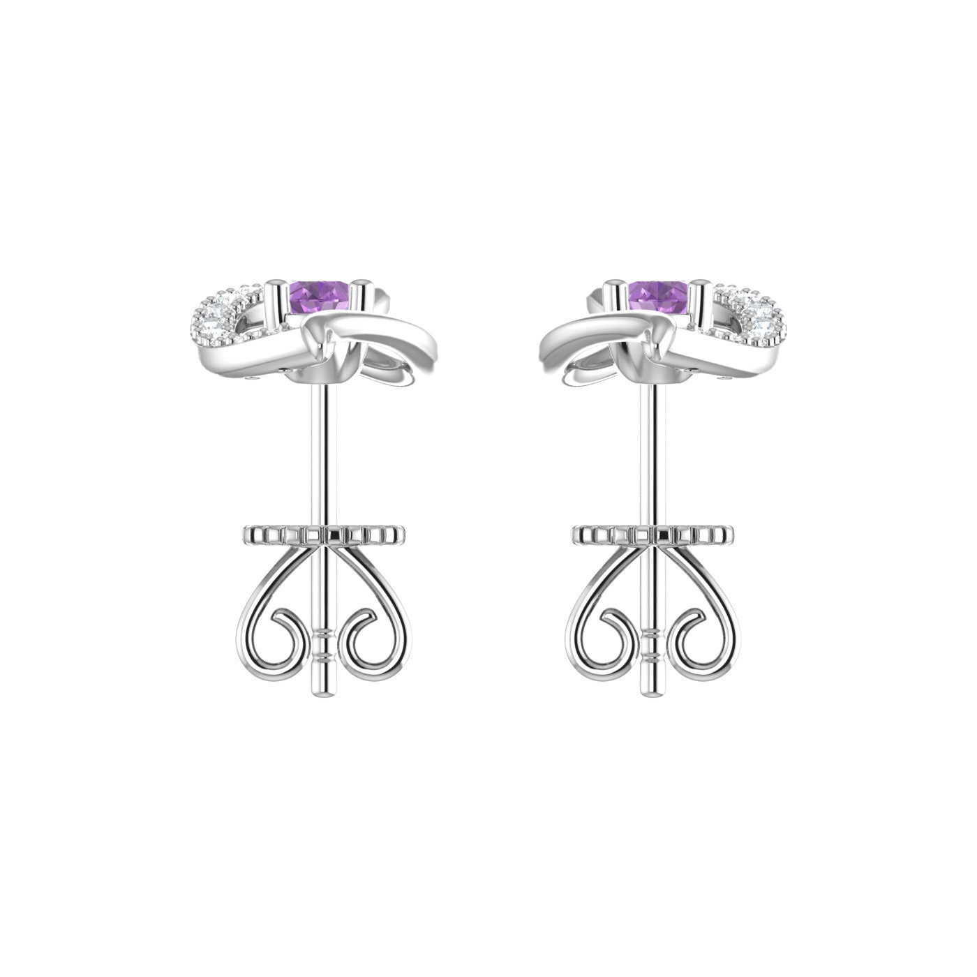 14K Synthetic Amethyst Diamond Earring