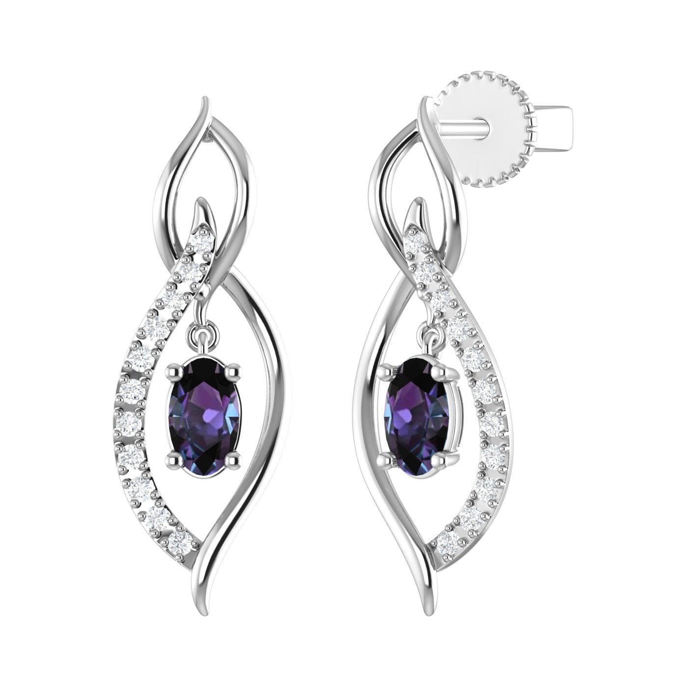 14K Synthetic Alexandrite Drop Earrings