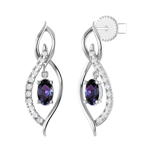 14K Synthetic Alexandrite Drop Earrings