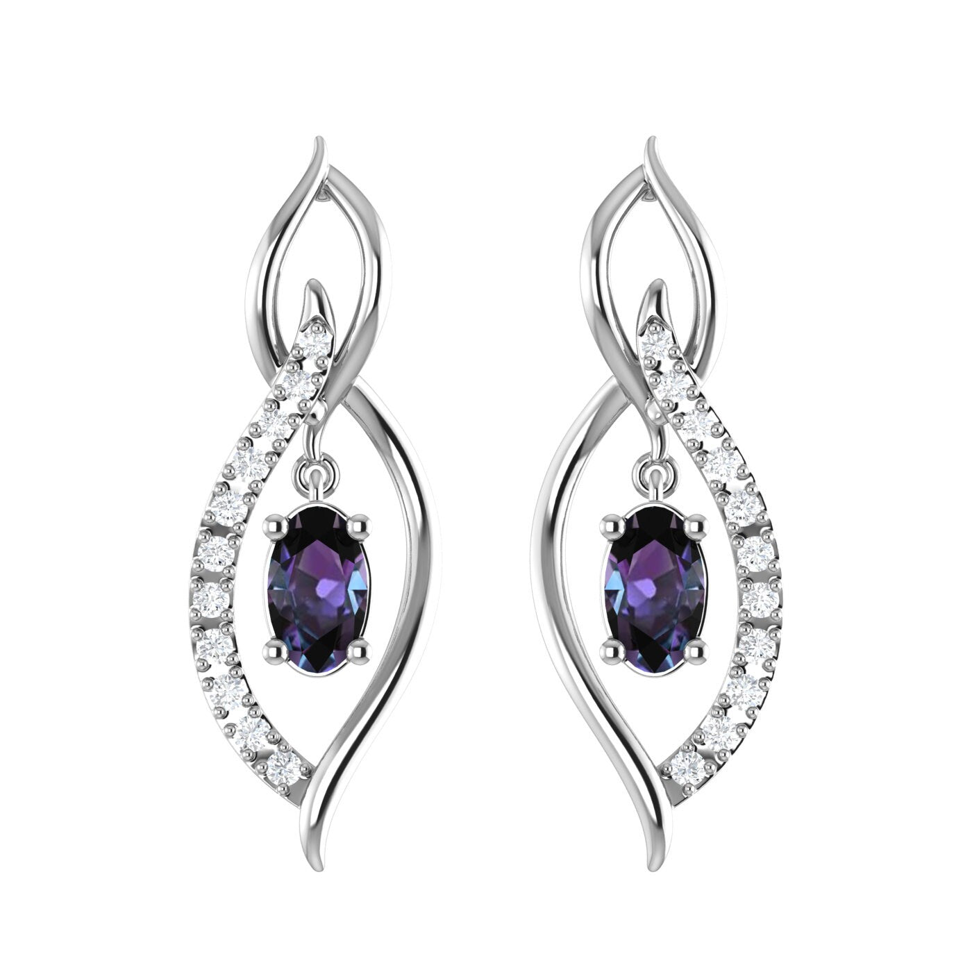 14K Synthetic Alexandrite Drop Earrings