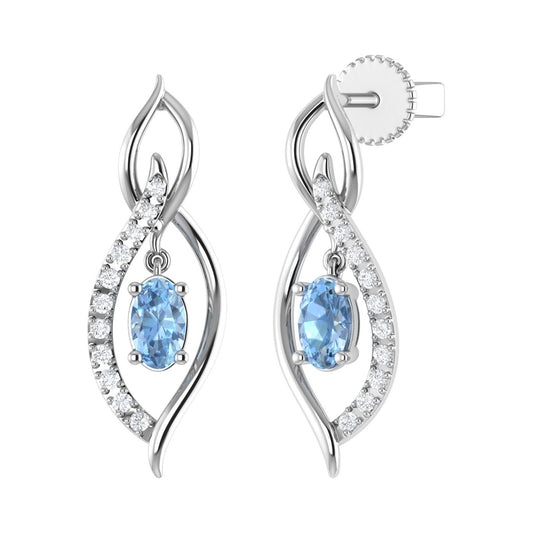 14K Synthetic Aquamarine 14K Gold Drop Earrings