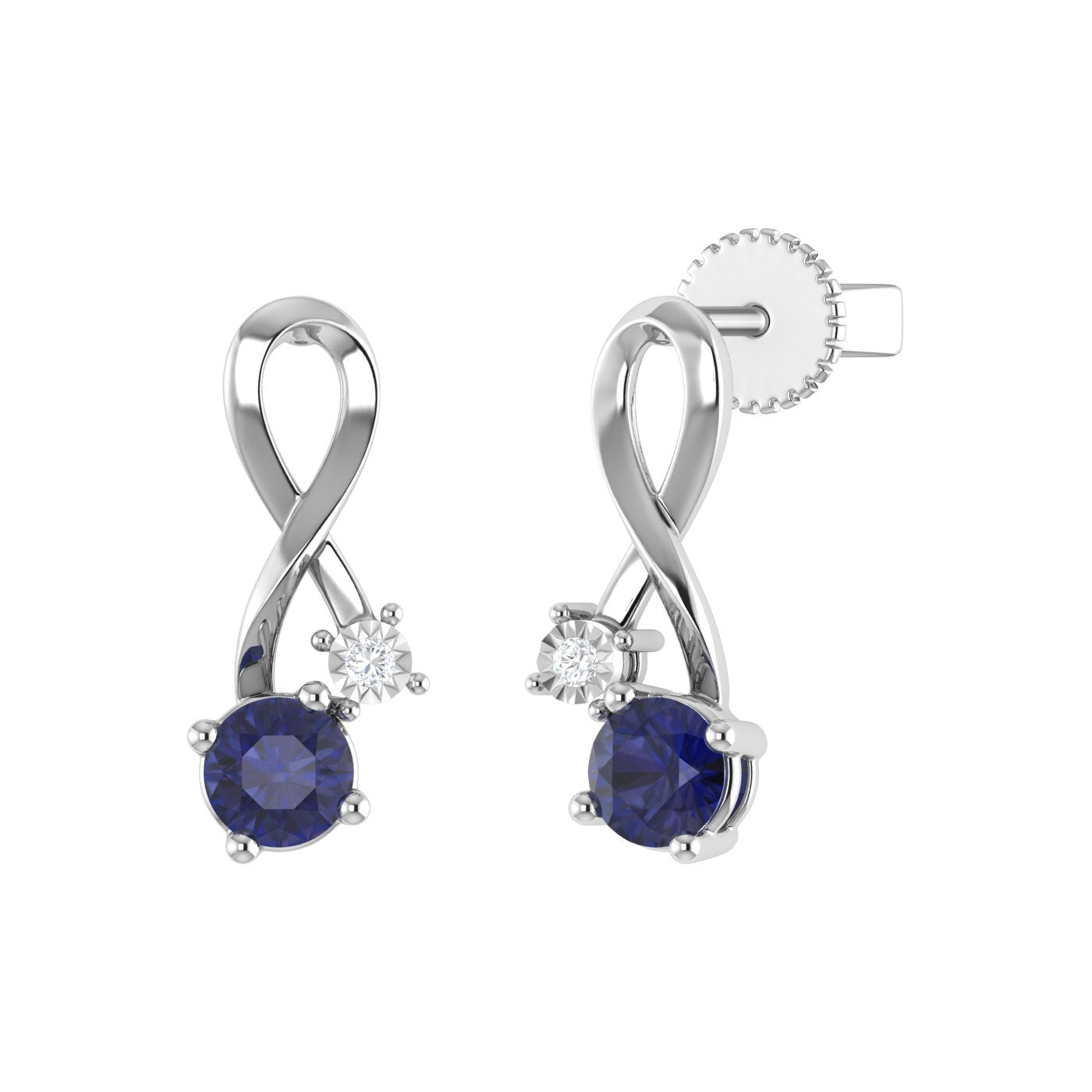 18K Synthetic Sapphire Infinity Drop Earring