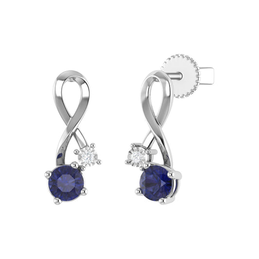 18K Synthetic Sapphire Infinity Drop Earring