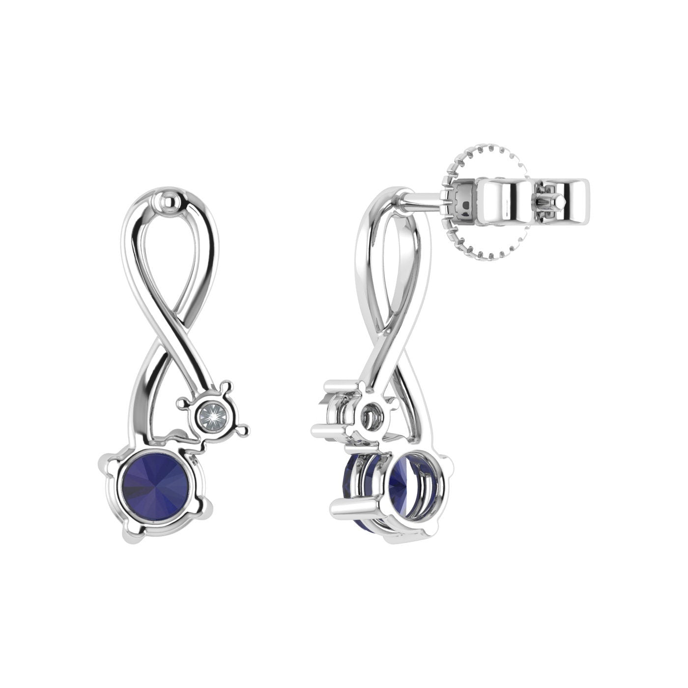 18K Synthetic Sapphire Infinity Drop Earring