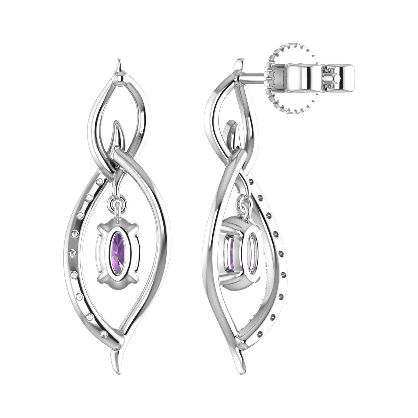 14K Synthetic Amethyst Diamond Earring