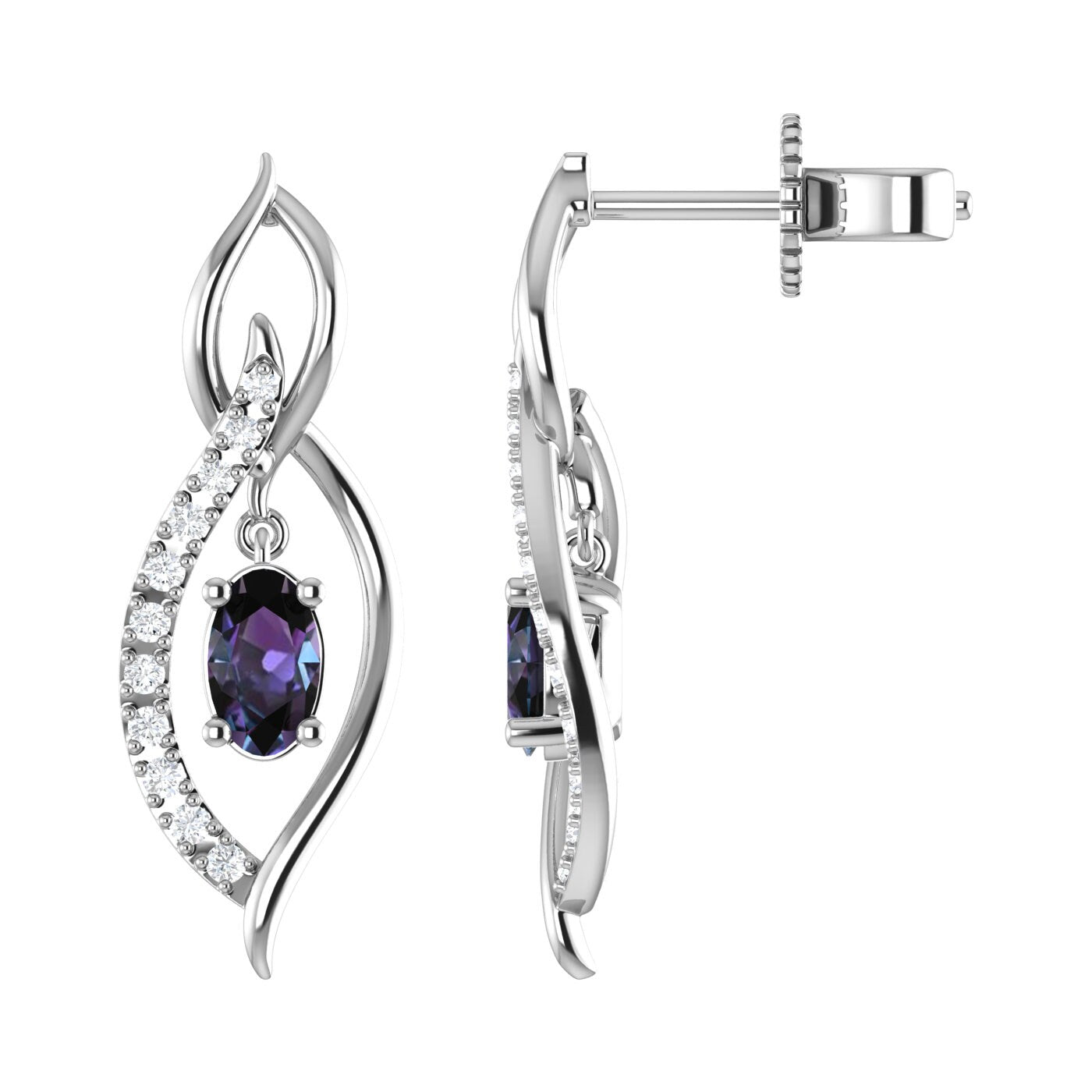 14K Synthetic Alexandrite Drop Earrings