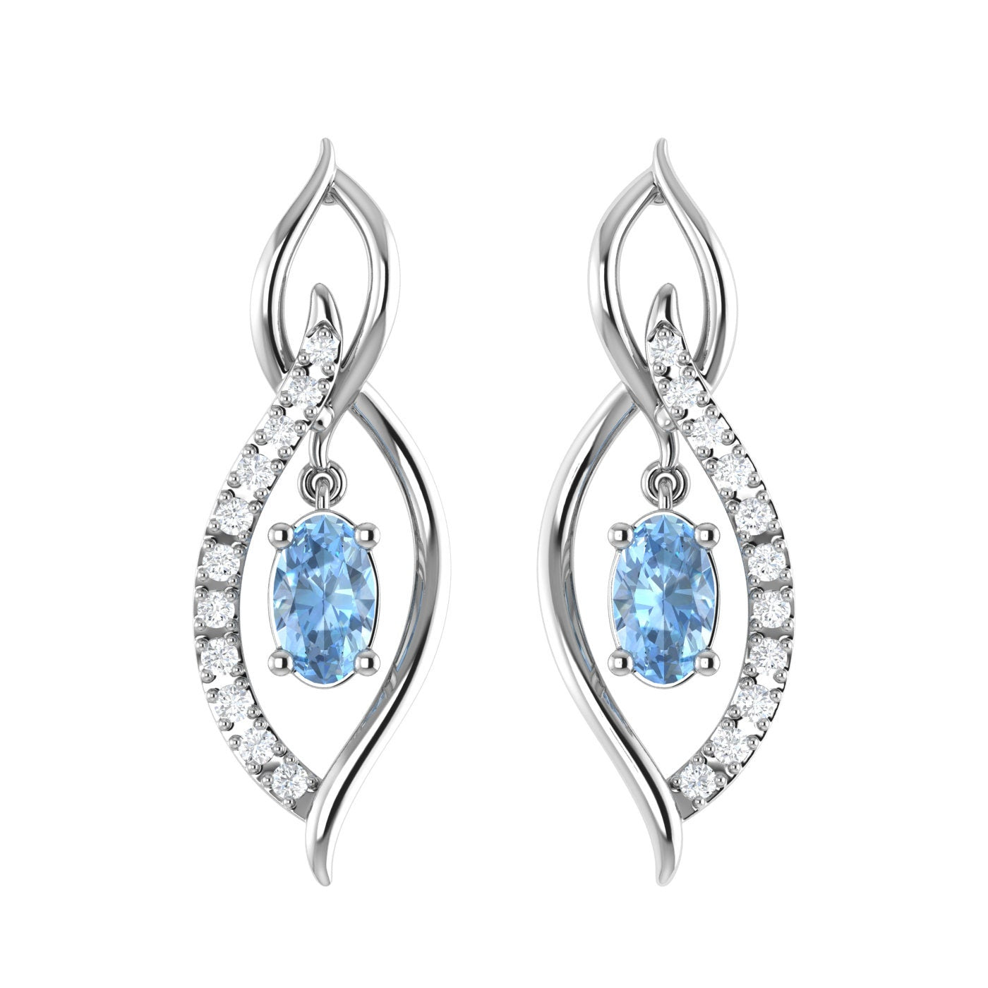 14K Synthetic Aquamarine 14K Gold Drop Earrings