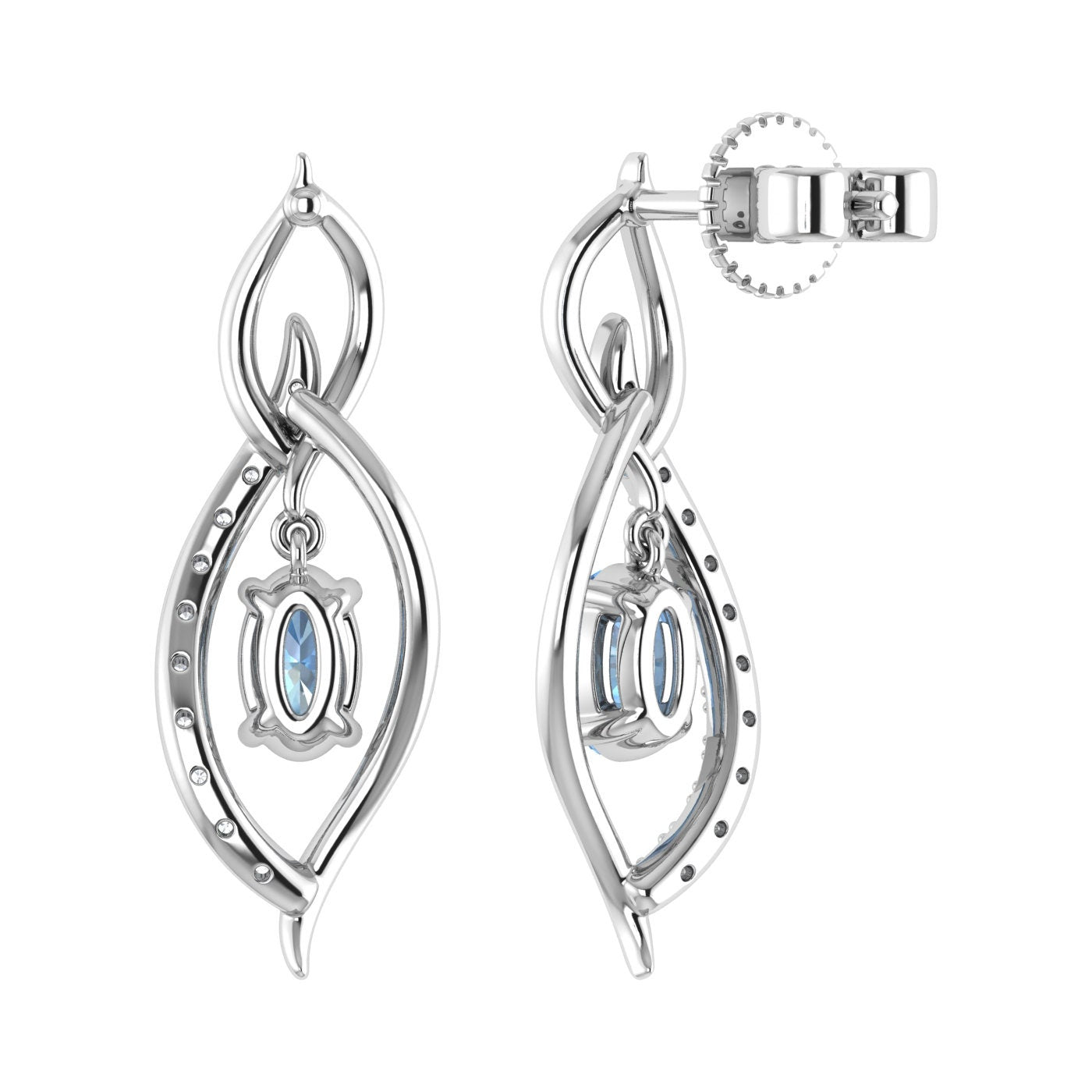 14K Synthetic Aquamarine 14K Gold Drop Earrings