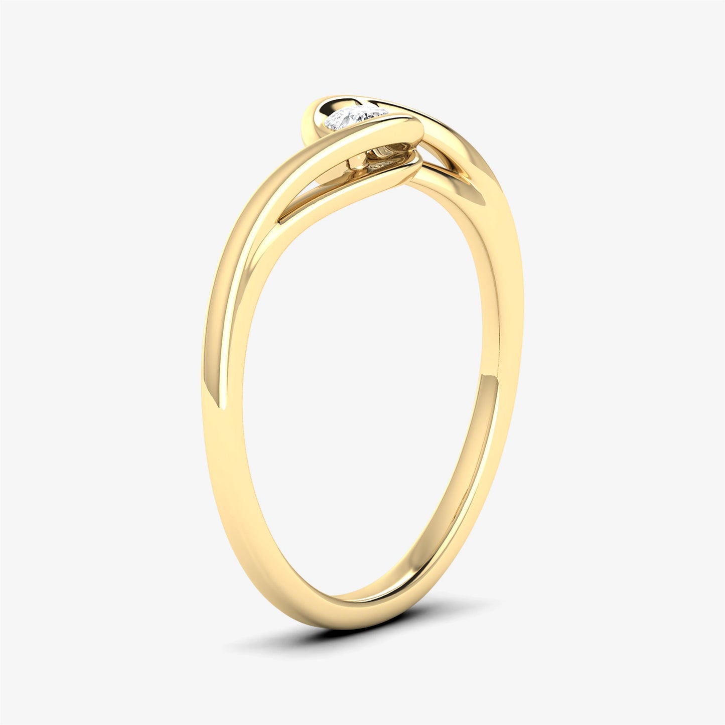 14K Dainty Twist Solitaire Minimalist Ring