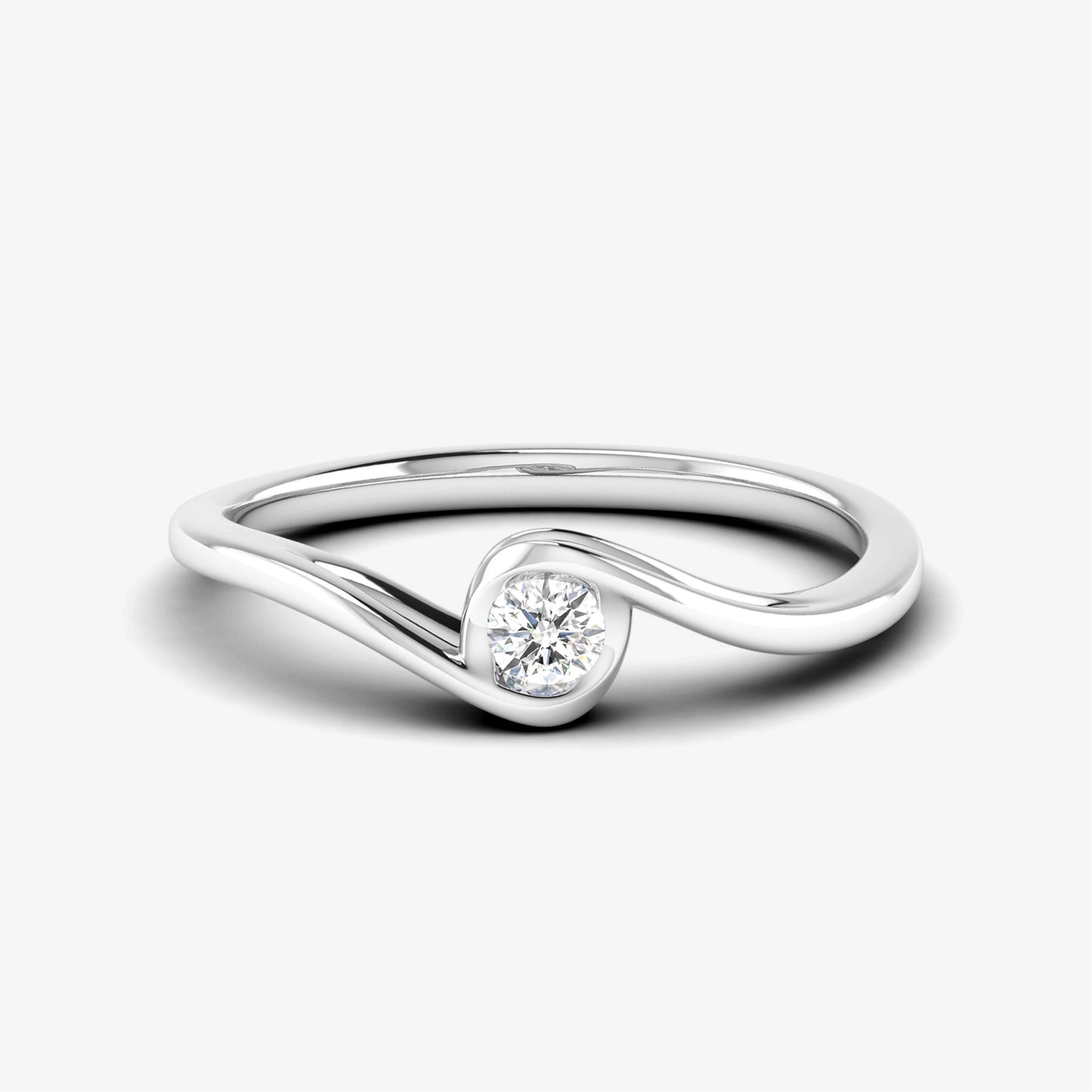 14K Dainty Twist Solitaire Minimalist Ring