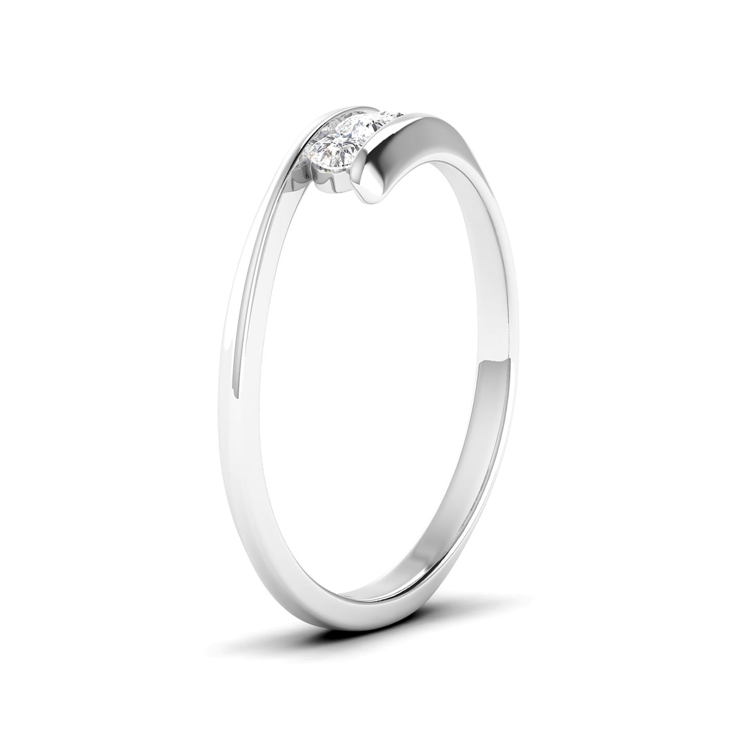 14K Three Stone Channel Set Bypass Ring