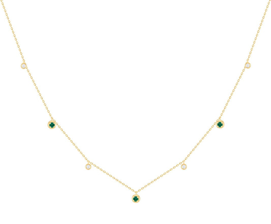 18K Precious Alternating Emerald Layering Necklace