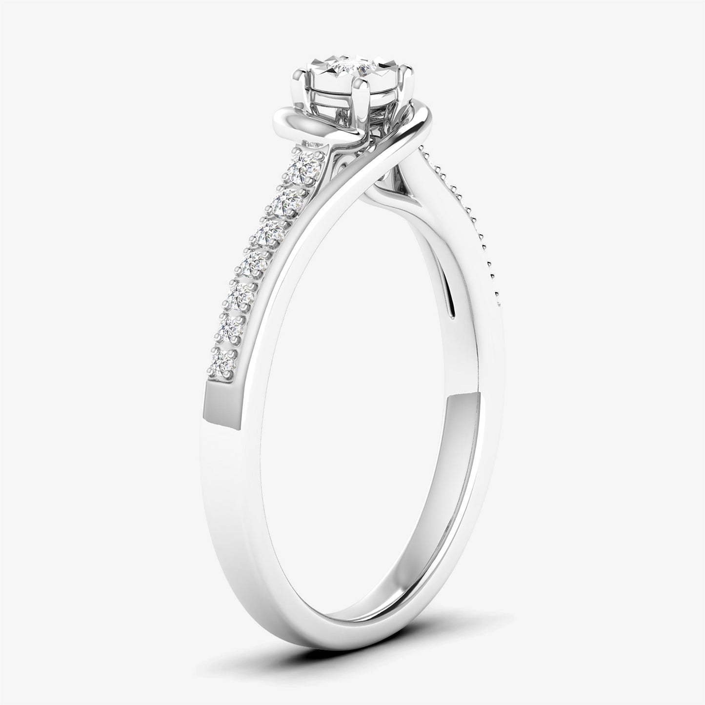 14K Unique Sidestone Statement Wavy Ring