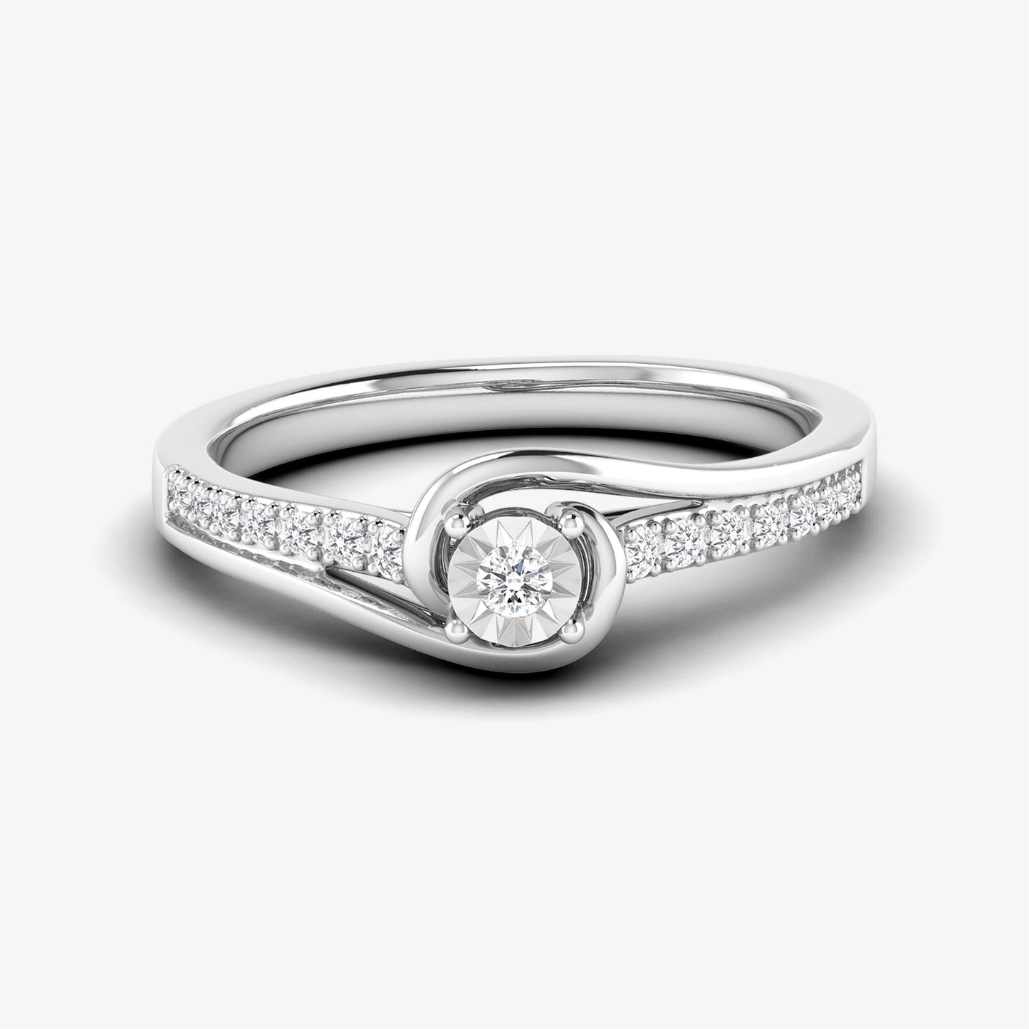 14K Unique Sidestone Statement Wavy Ring