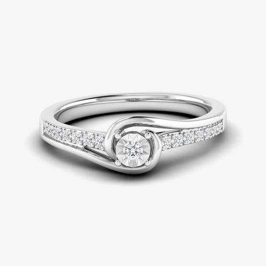 14K Unique Sidestone Statement Wavy Ring