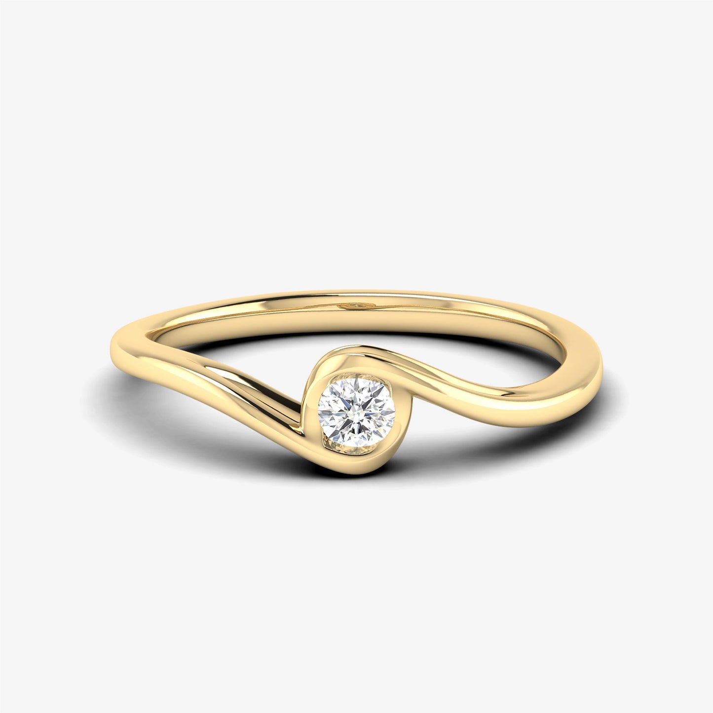 14K Dainty Twist Solitaire Minimalist Ring