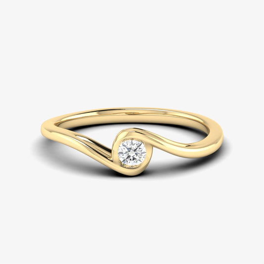 14K Dainty Twist  Solitaire Minimalist Ring