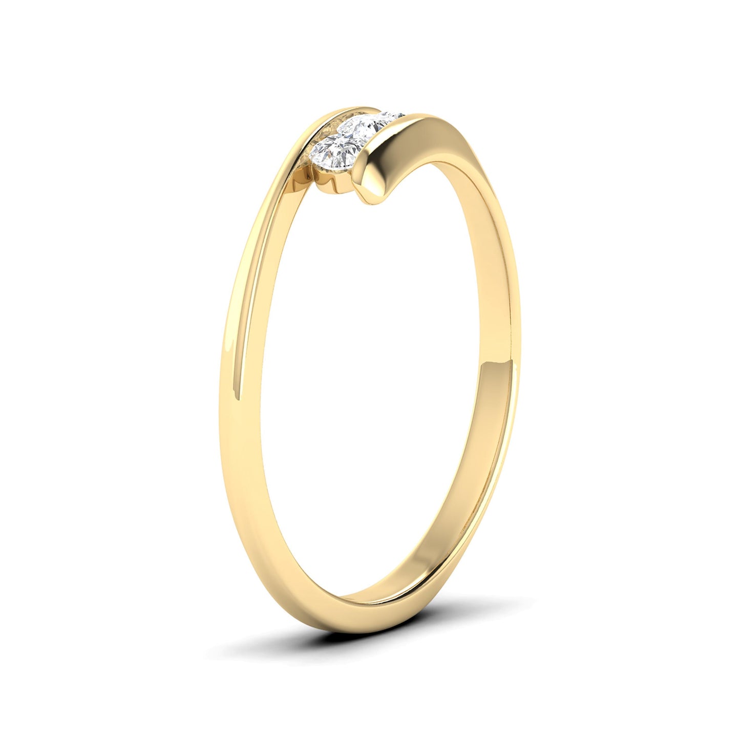 14K Three Stone Channel Set Bypass Ring