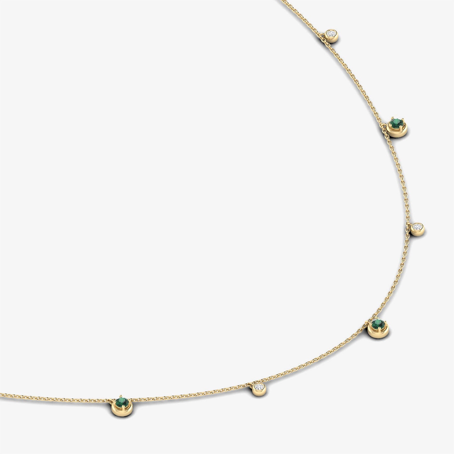 18K Precious Alternating Emerald Layering Necklace