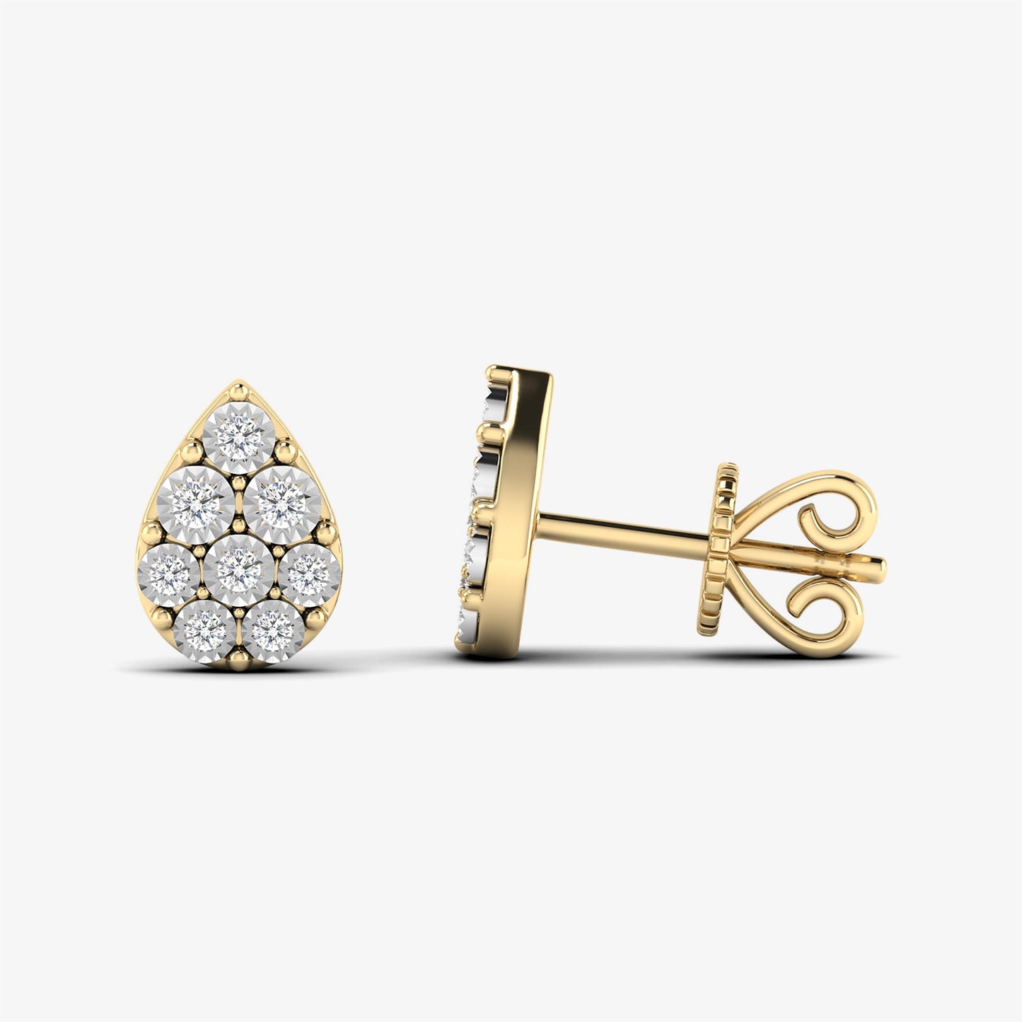14K Teardrop Illusion Pear Shaped Stud