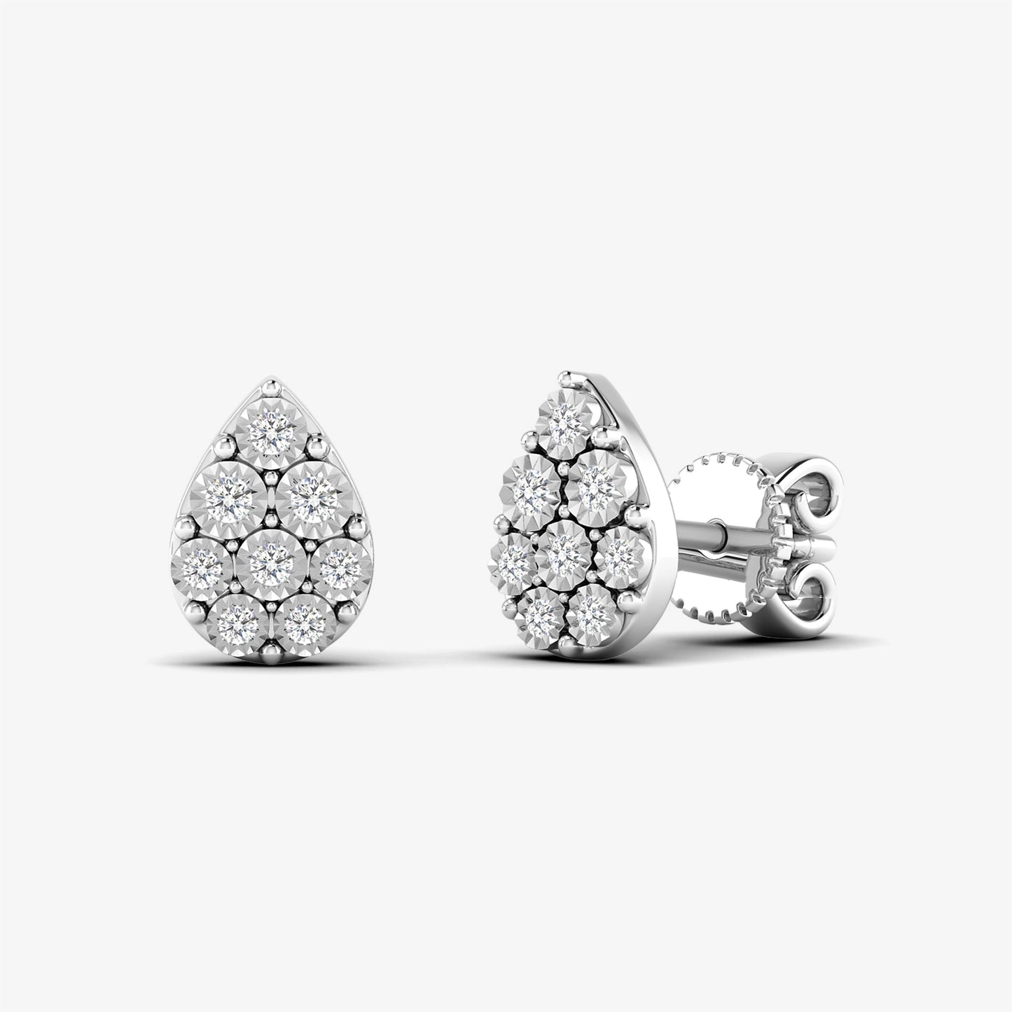 14K Teardrop Illusion Pear Shaped Stud