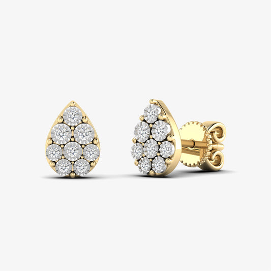 14K Teardrop Illusion Pear Shaped Stud
