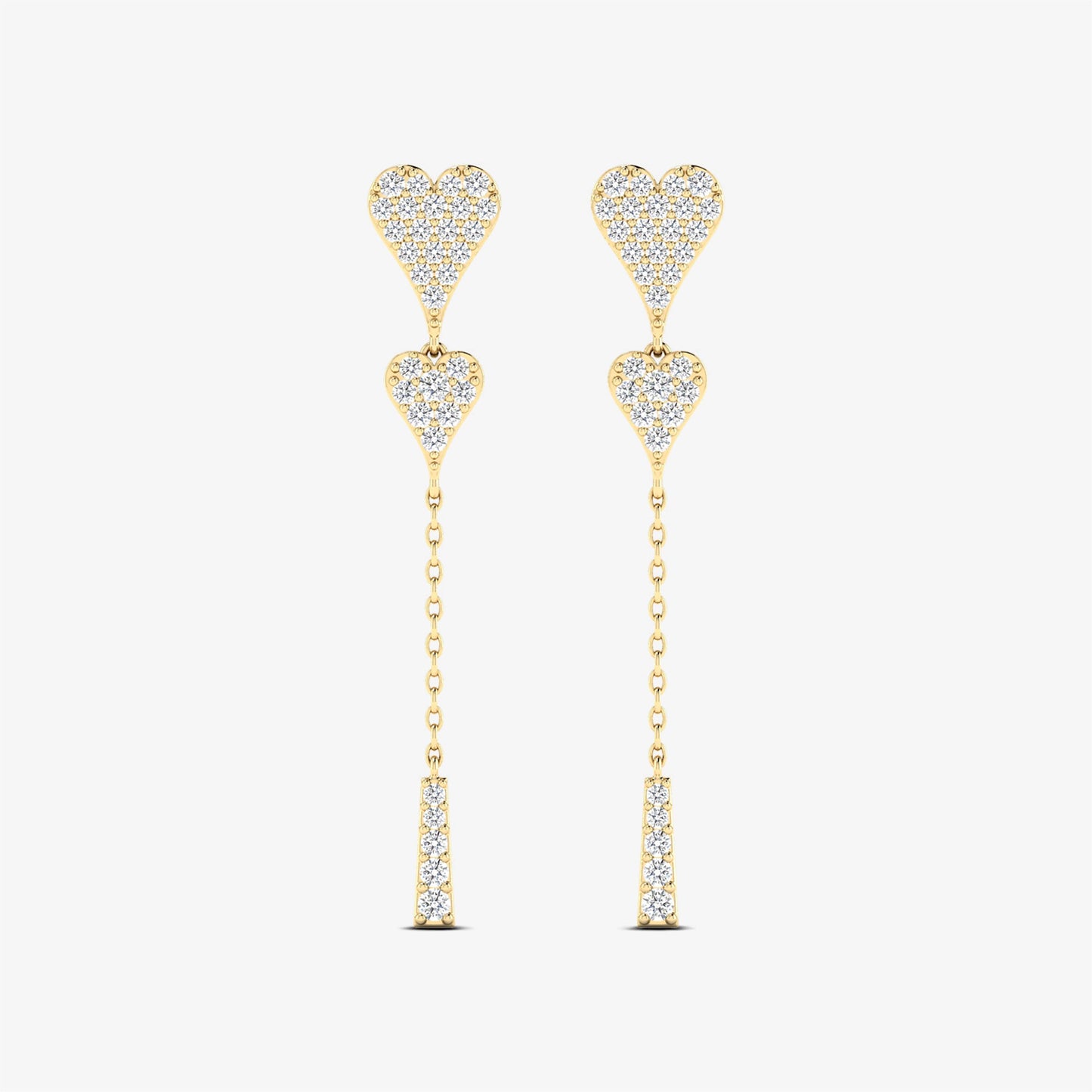 14K Unique Heart Diamond Stud Drop Earrings