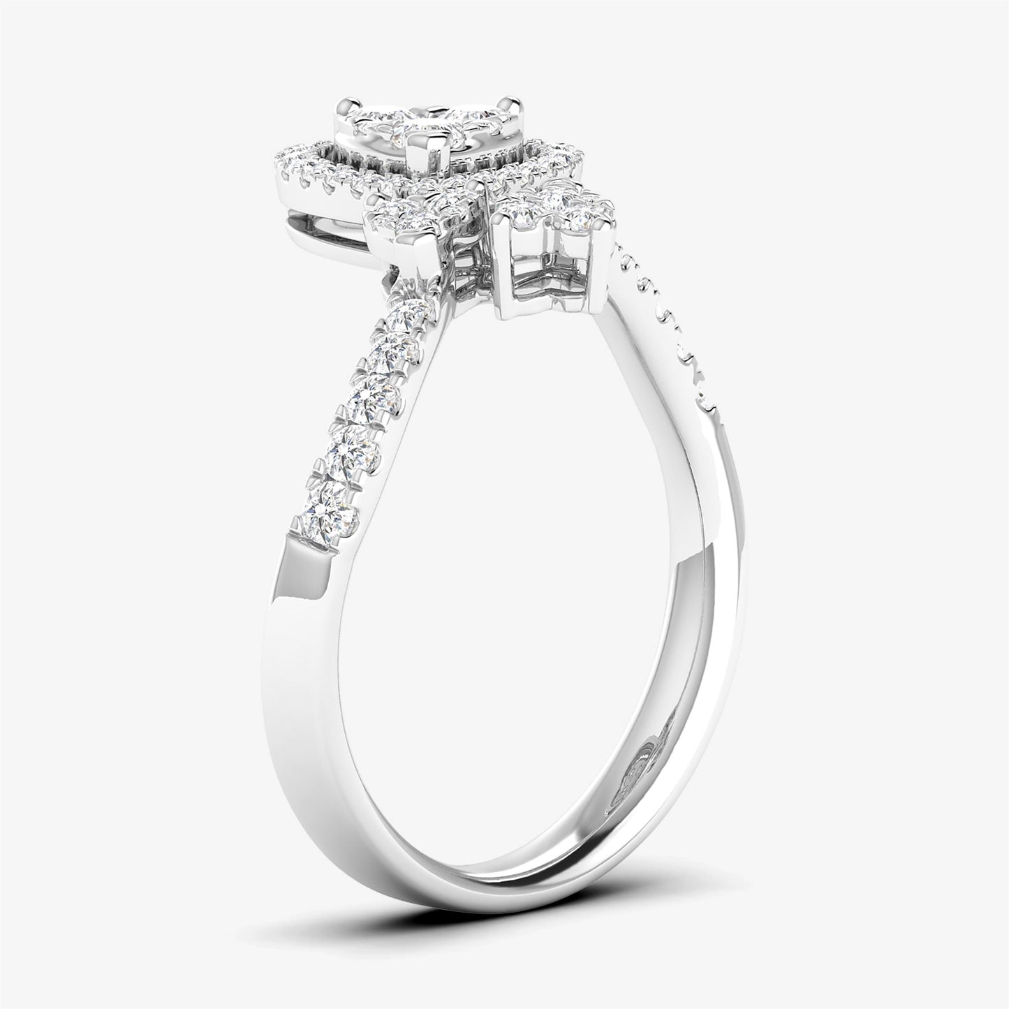 14K Tri Heart Ring