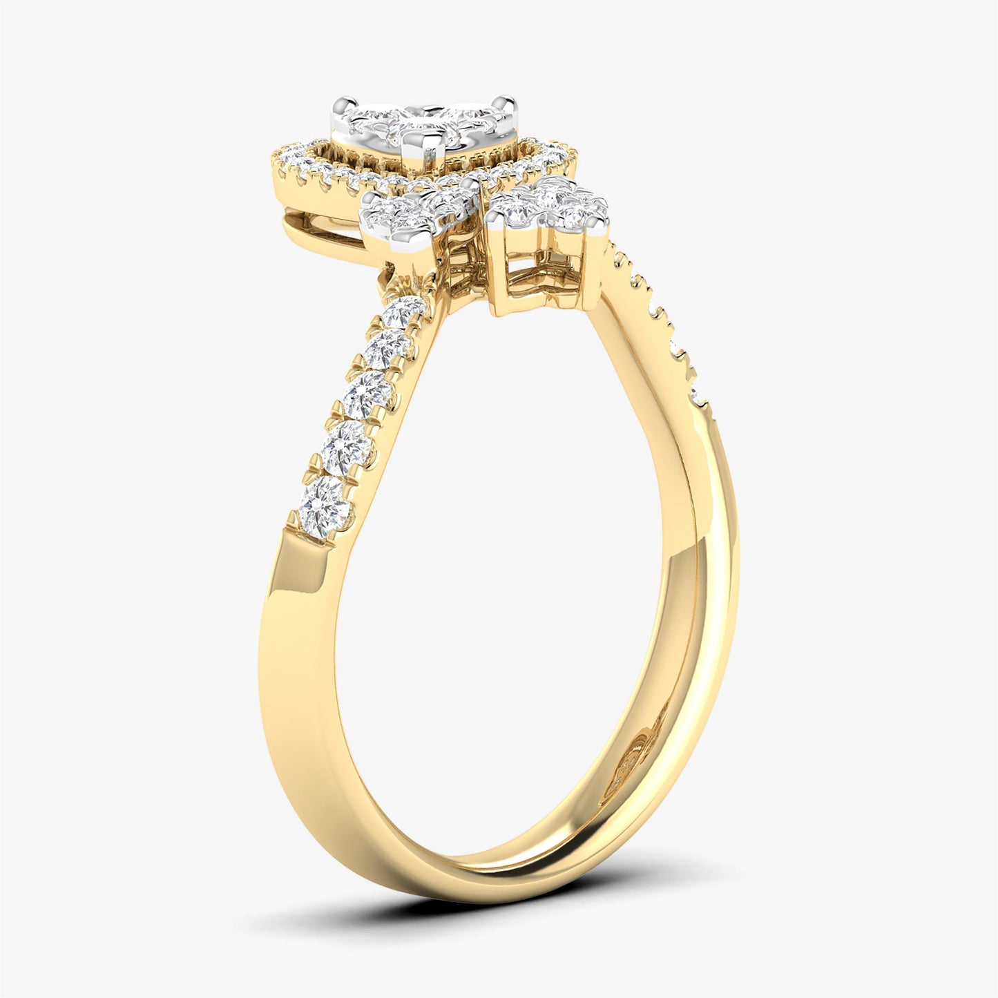 14K Tri Heart Ring