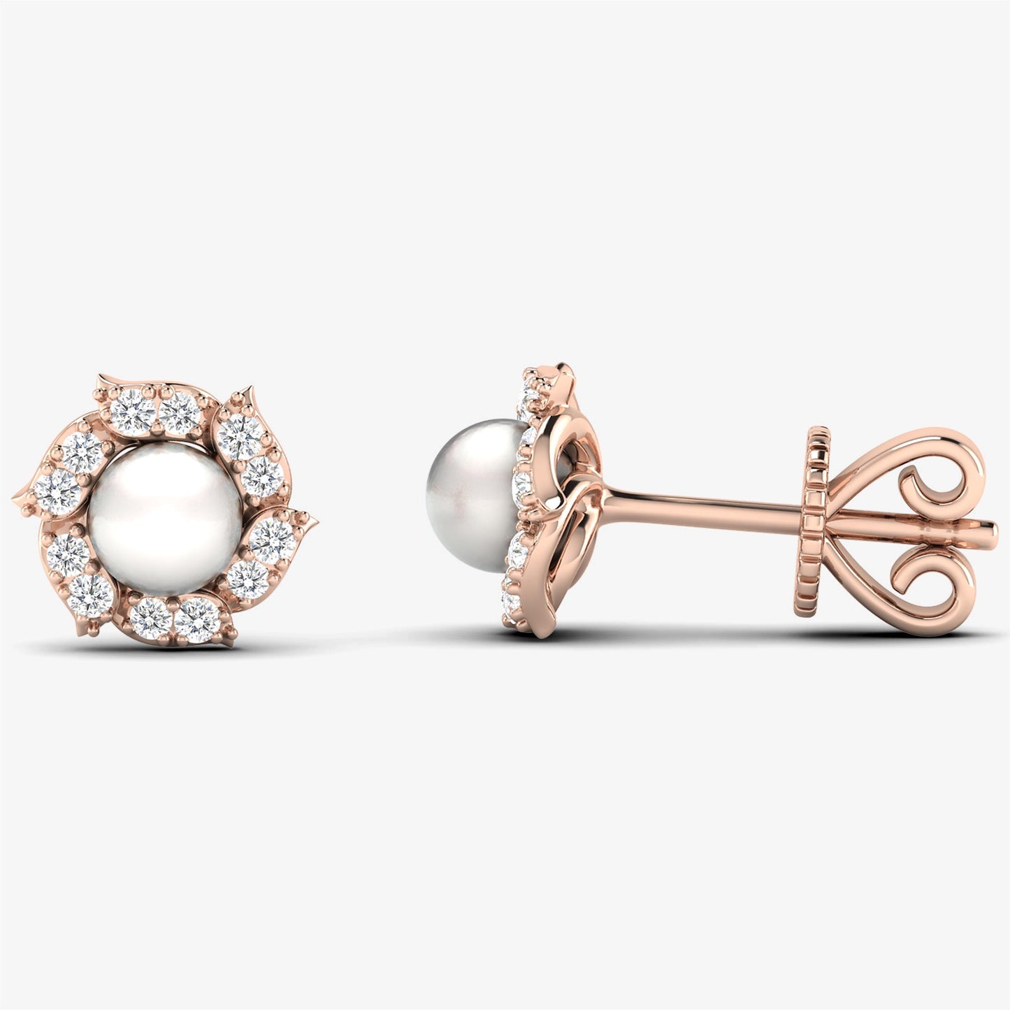 18K Pearl Flower Stud