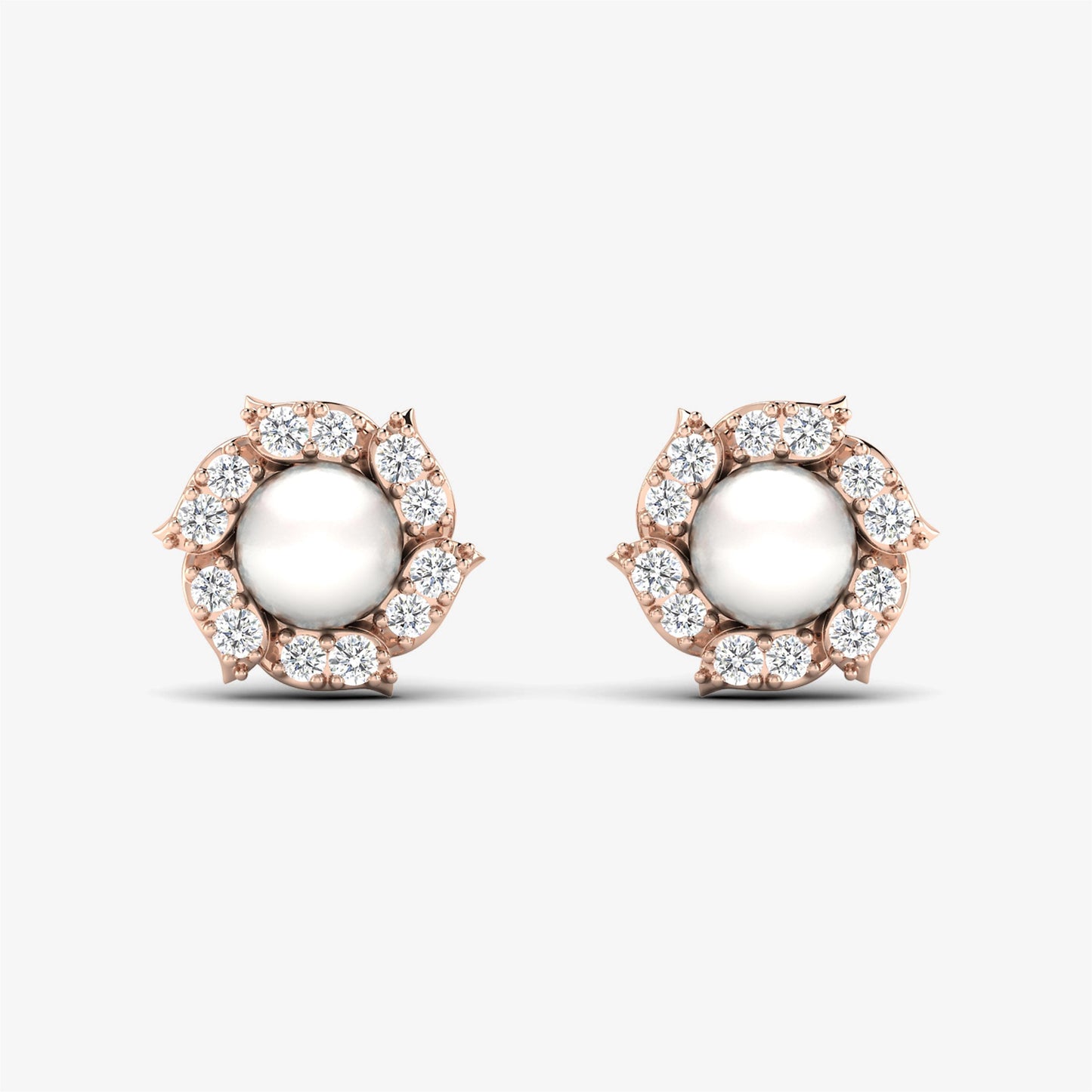 18K Pearl Flower Stud