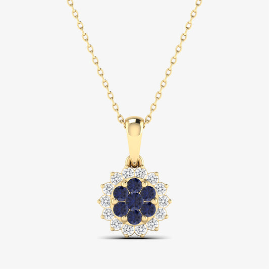14K Precious Floral Gemstone Pendant