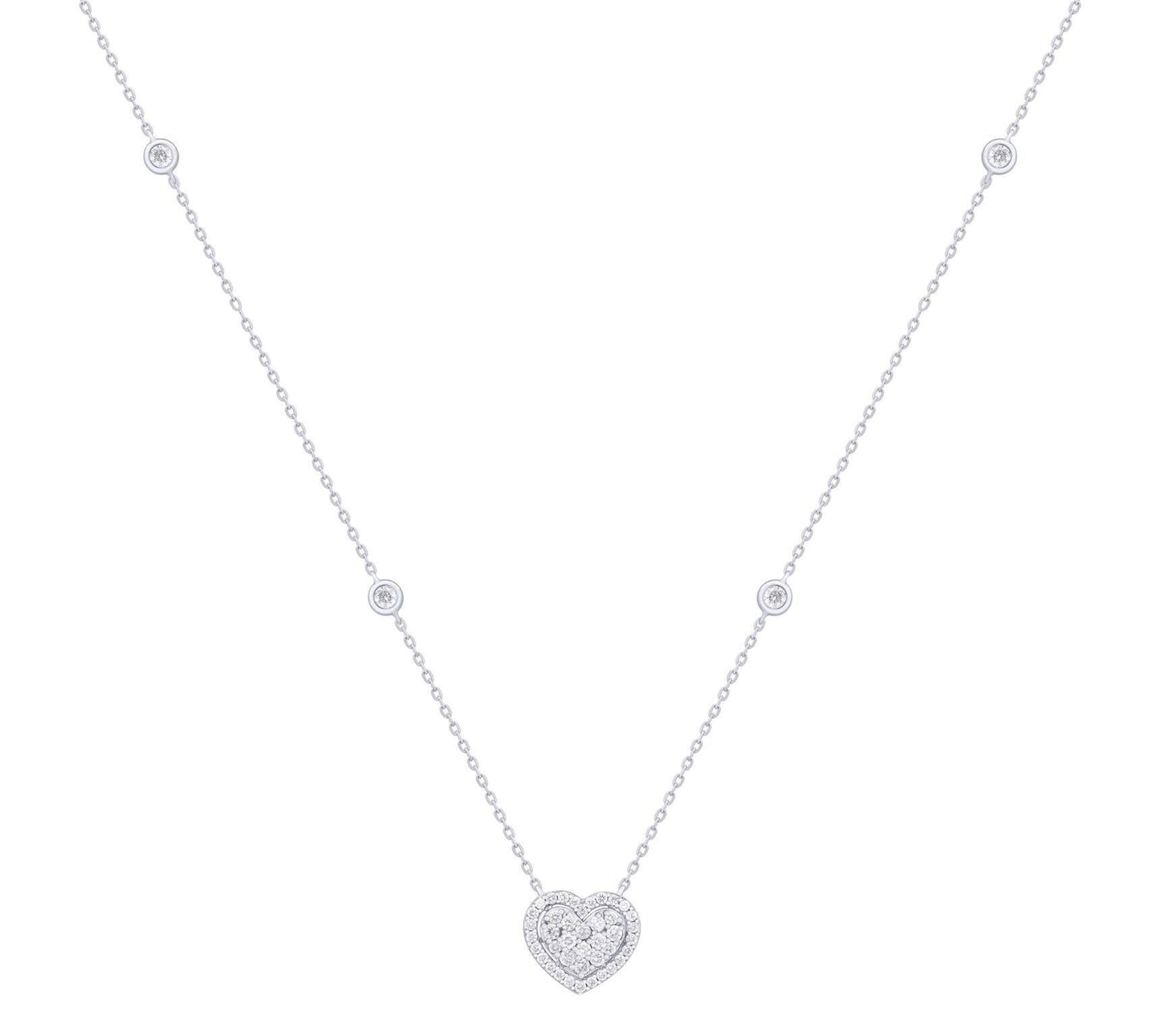 14K Diamond Halo Heart Necklace