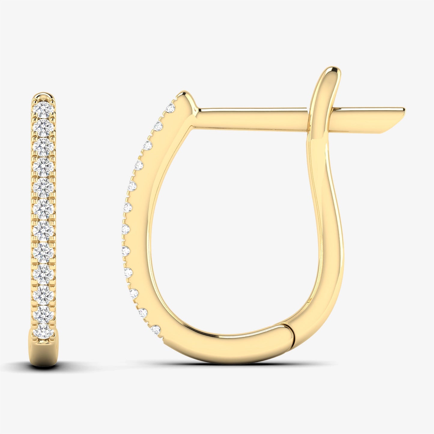 14K Shared Prong Huggie Hoop