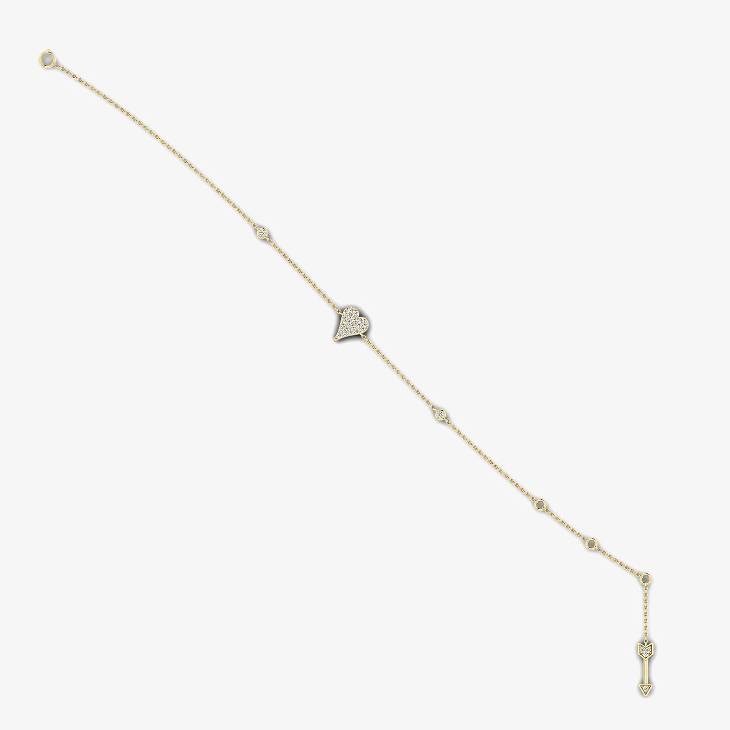 18K Heart Arrow Tail Adjustable Bracelet