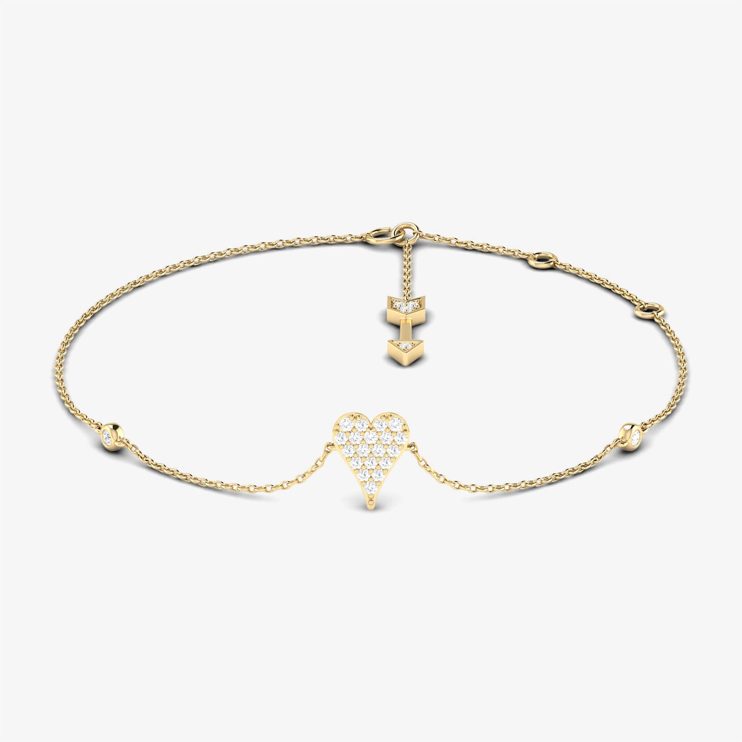 18K Heart Arrow Tail Adjustable Bracelet