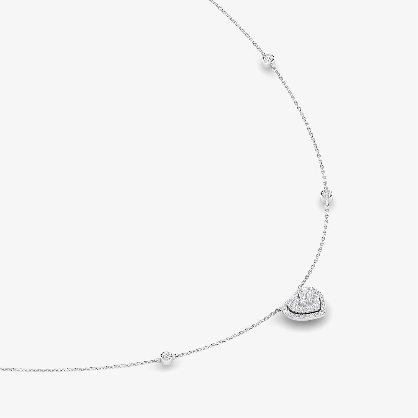 14K Diamond Halo Heart Necklace