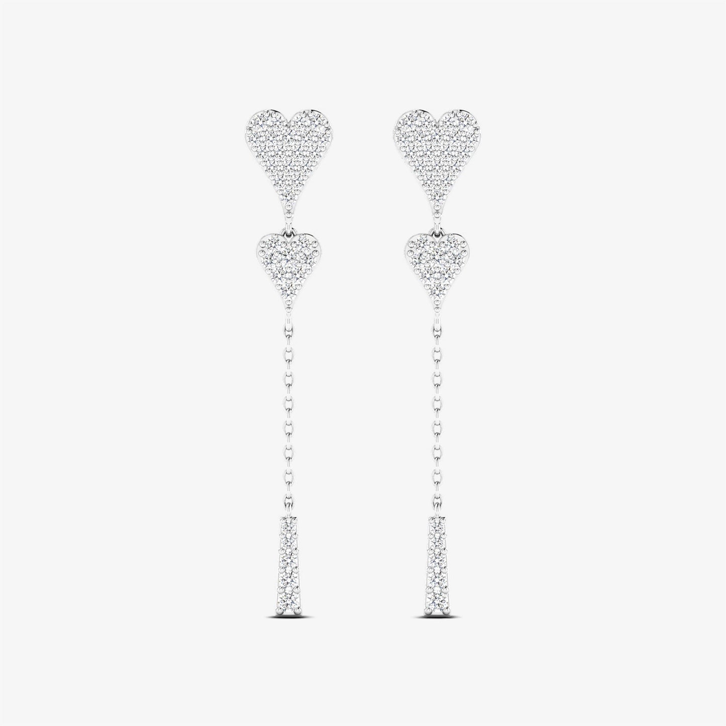 14K Unique Heart Diamond Stud Drop Earrings