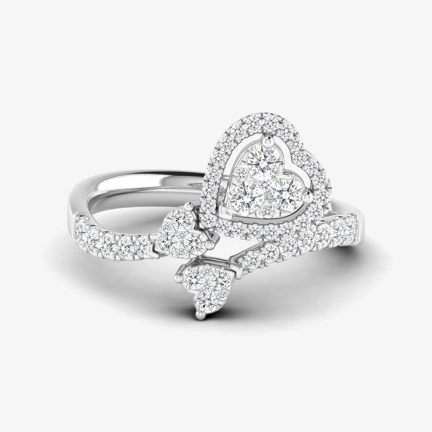 14K Tri Heart Ring