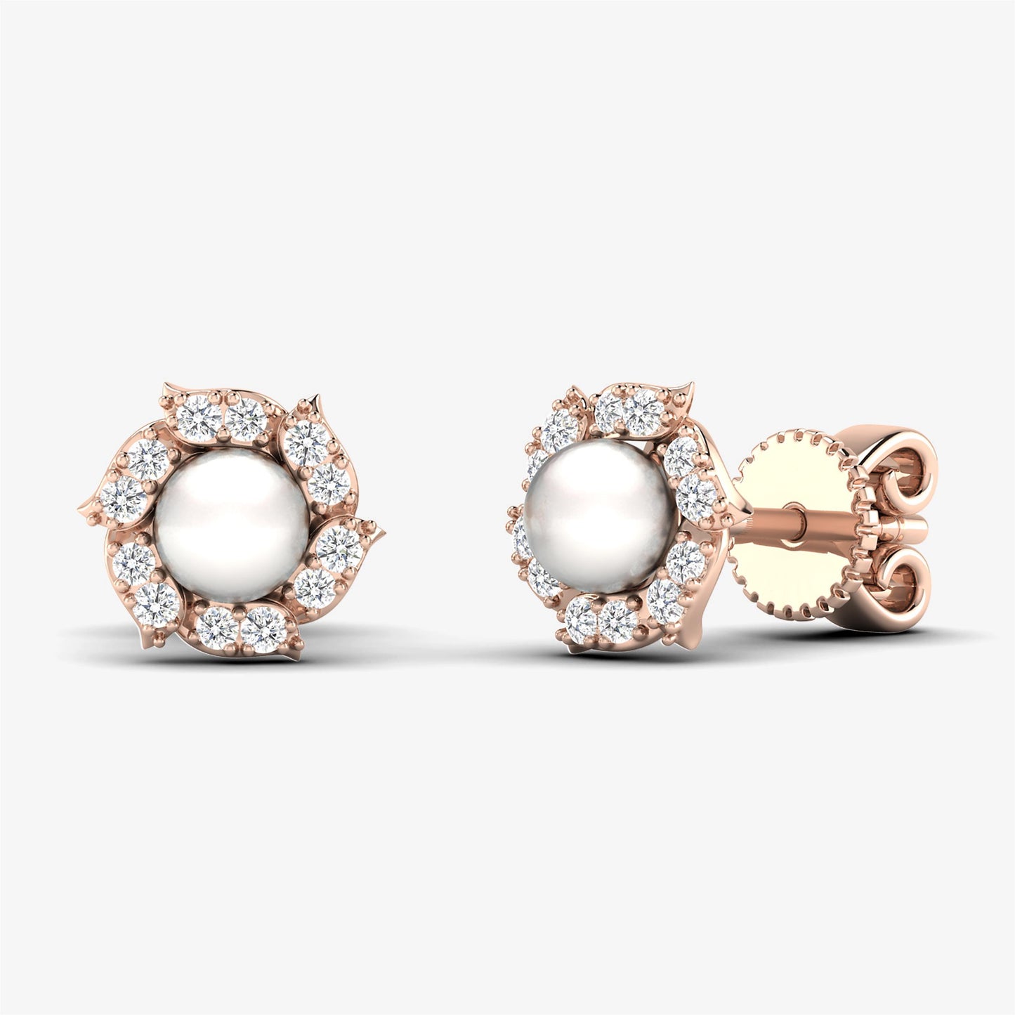 18K Pearl Flower Stud