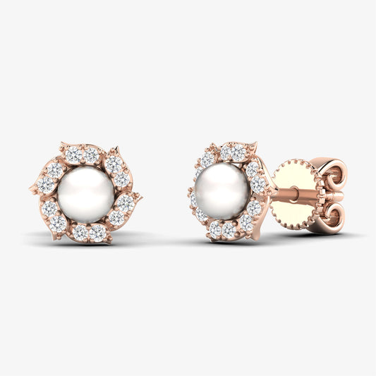 18K Pearl Flower Stud