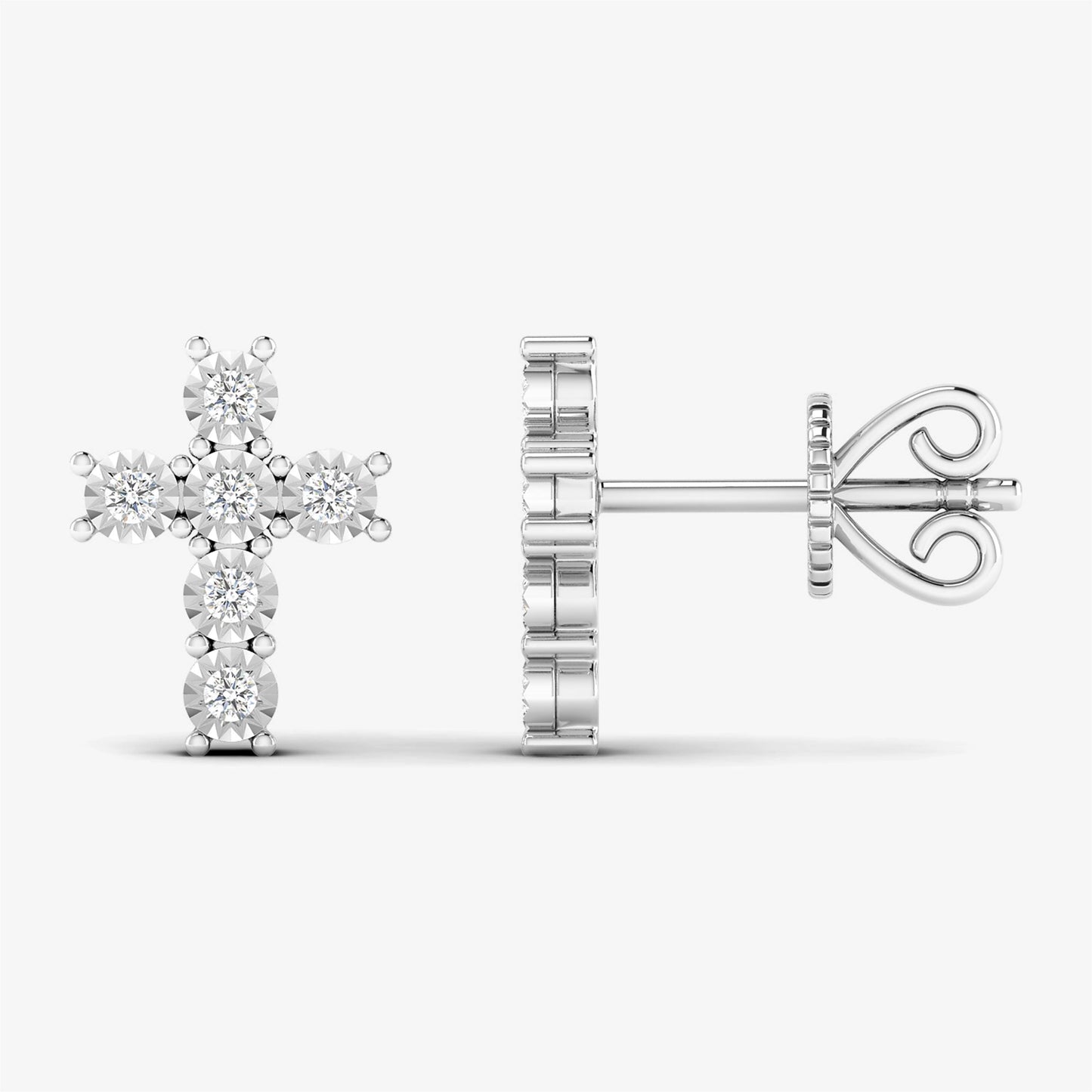 14K Dainty Diamond Cross Studs