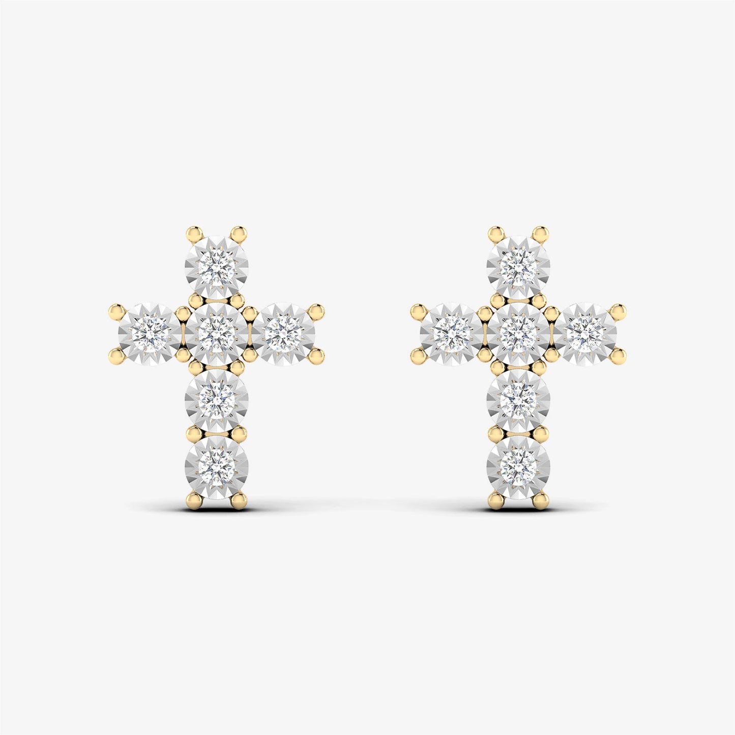 14K Dainty Diamond Cross Studs