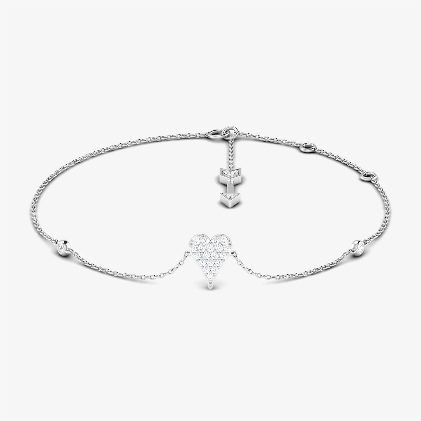 18K Heart Arrow Tail Adjustable Bracelet