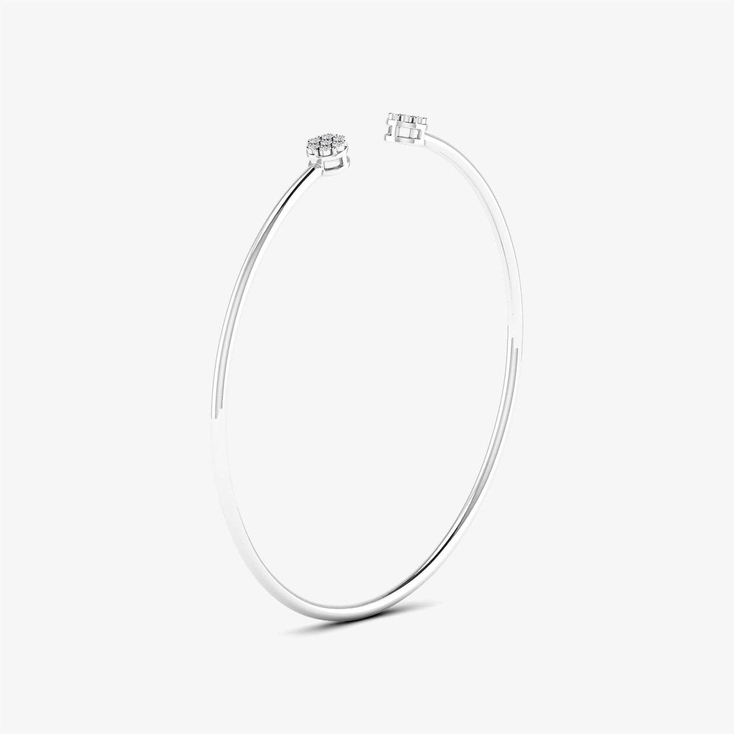 18K Open Cuff Diamond Bangle