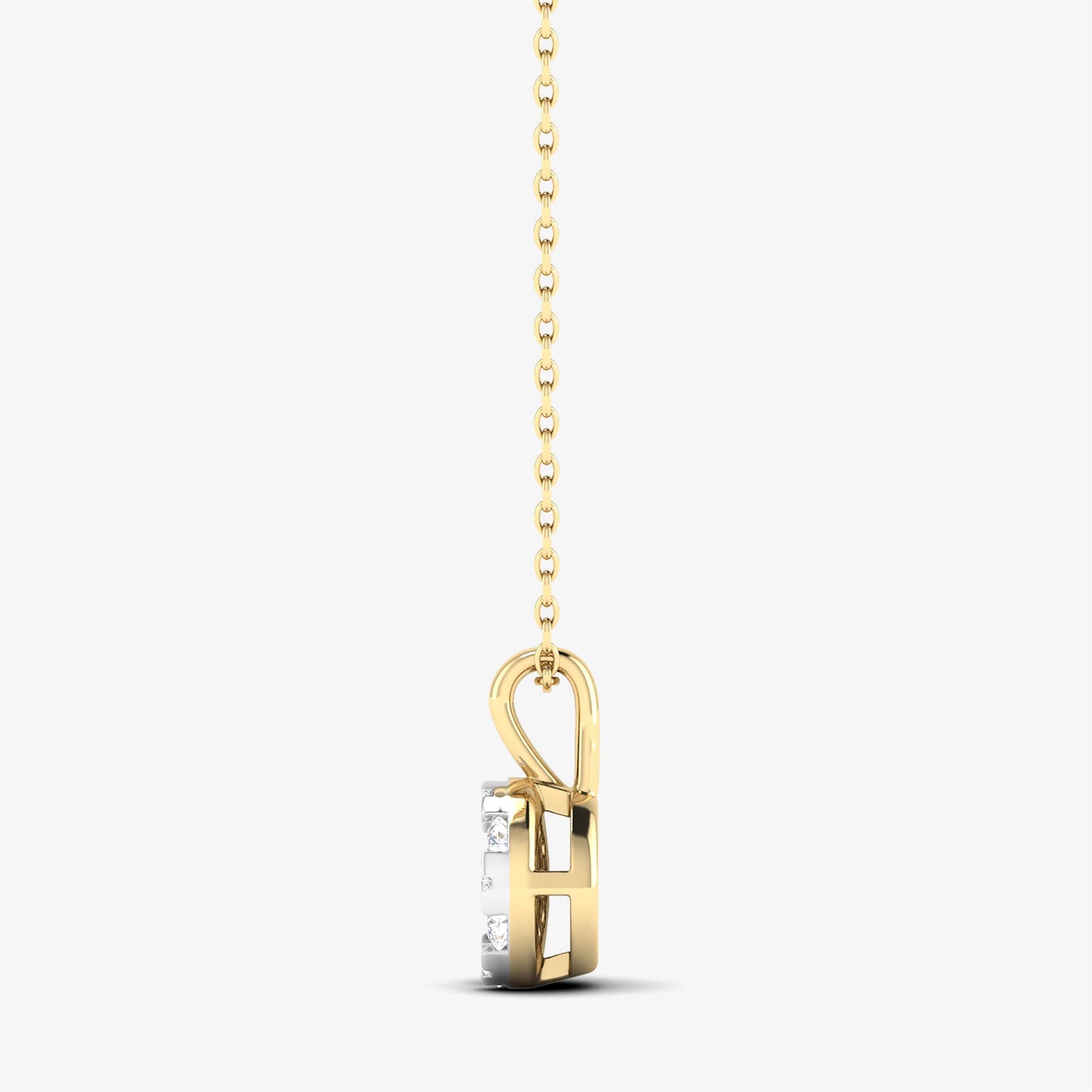 14K Round Halo Diamond Cluster Pendant