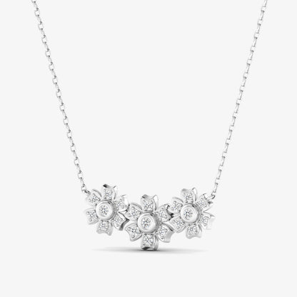 14K Trio Diamond Flower